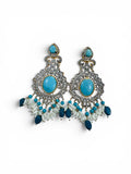 Feroza Turquoise Chandbali Earrings