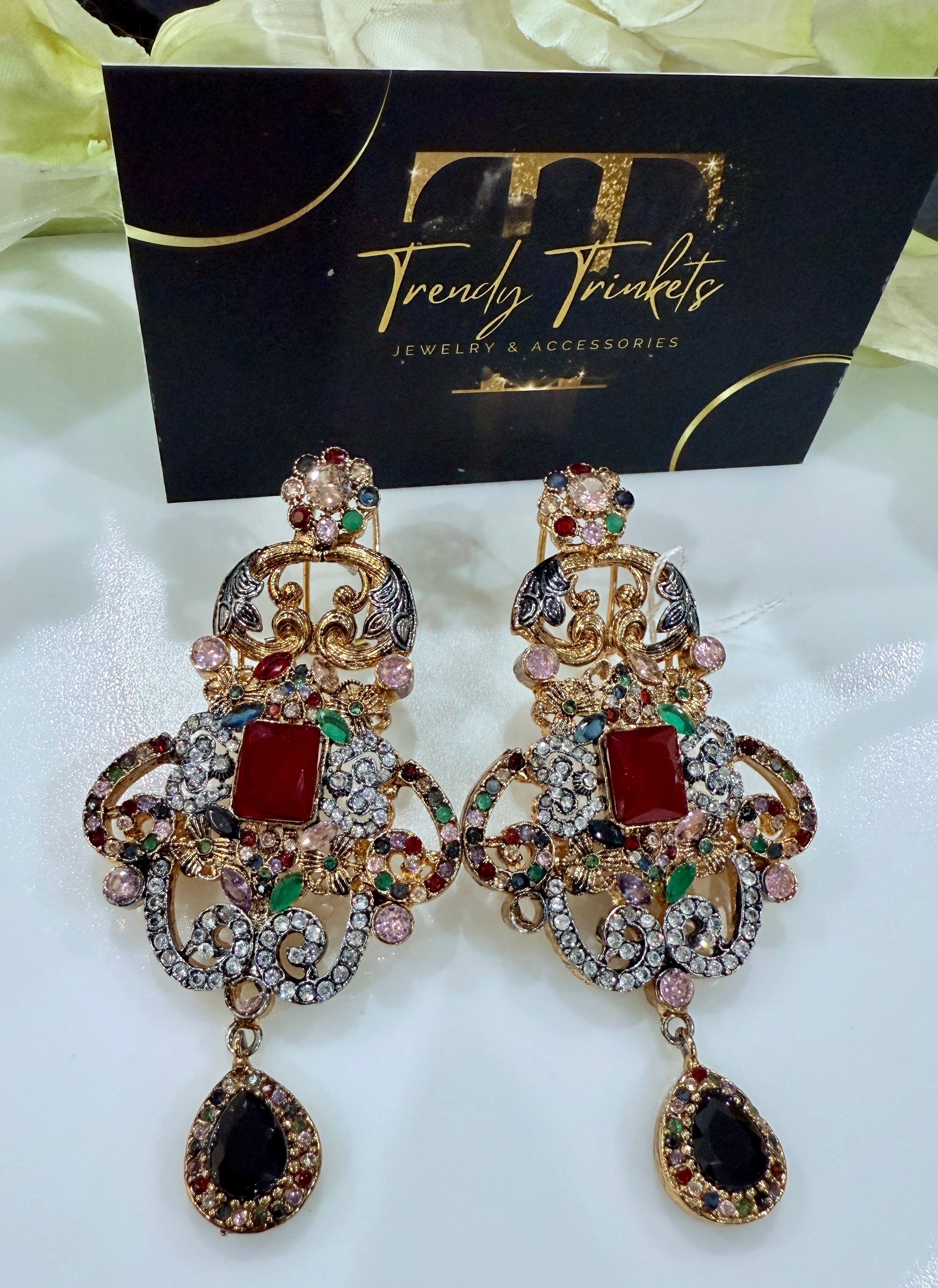 Kundan & Pearl Long Earrings – Rani Style