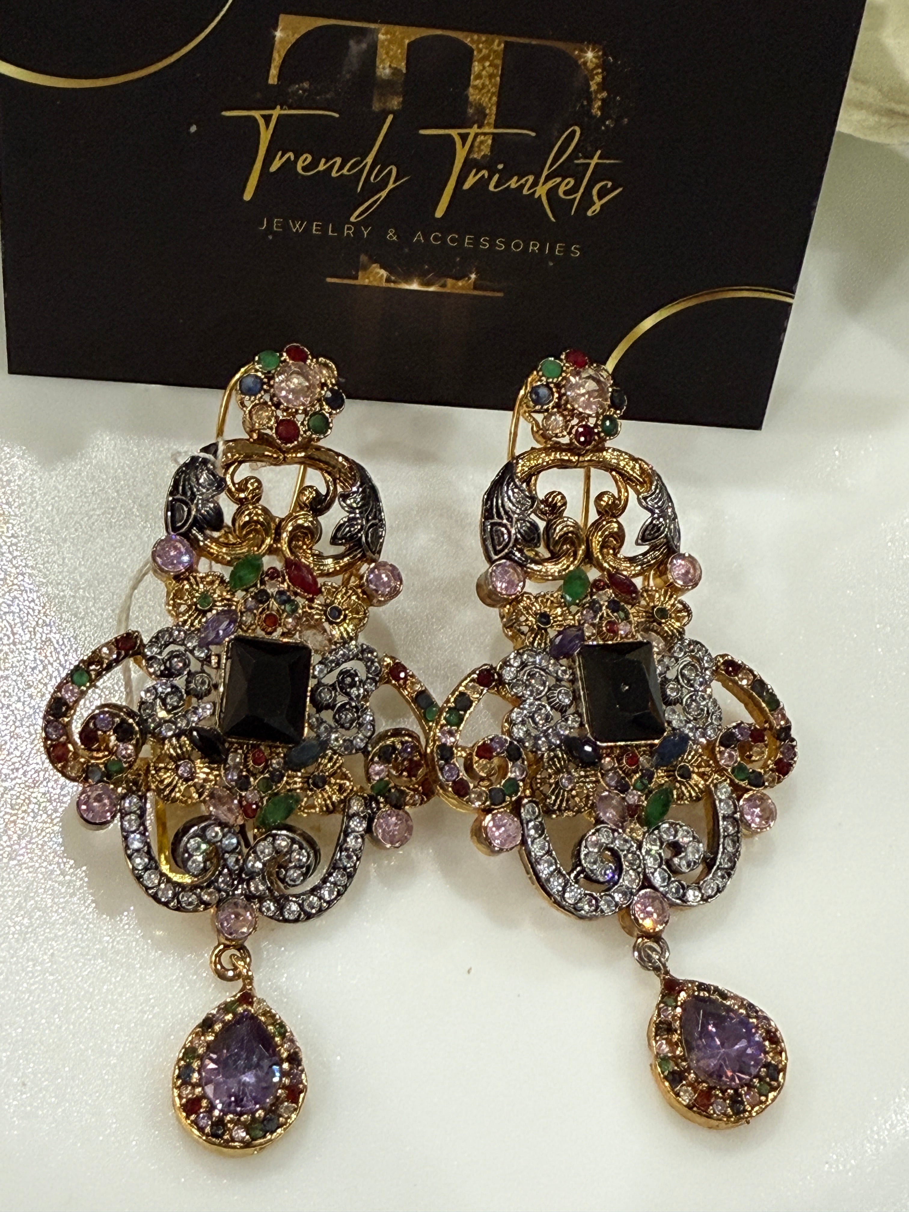 Amethyst Purple Drop Earrings – Gold Claw Setting