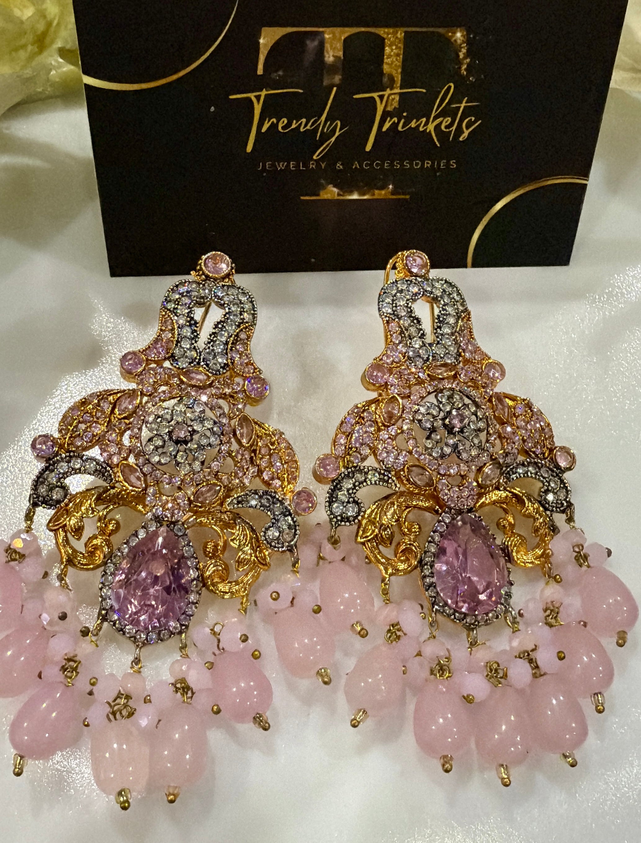 Pink Quartz Jhumka – Soft Feminine Gold