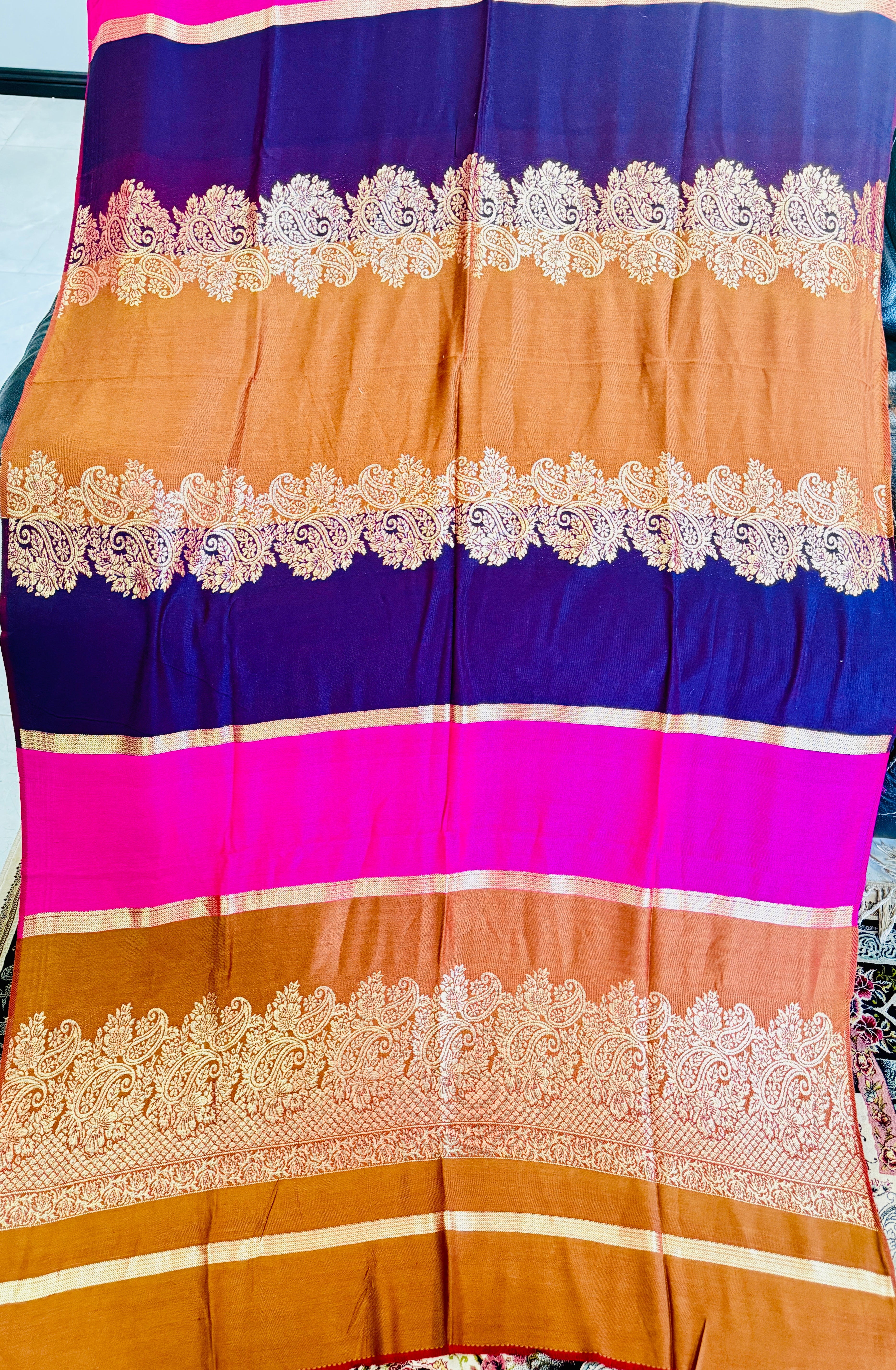 Embroidered Dupatta – Rose Pink with Silver Threadwork
