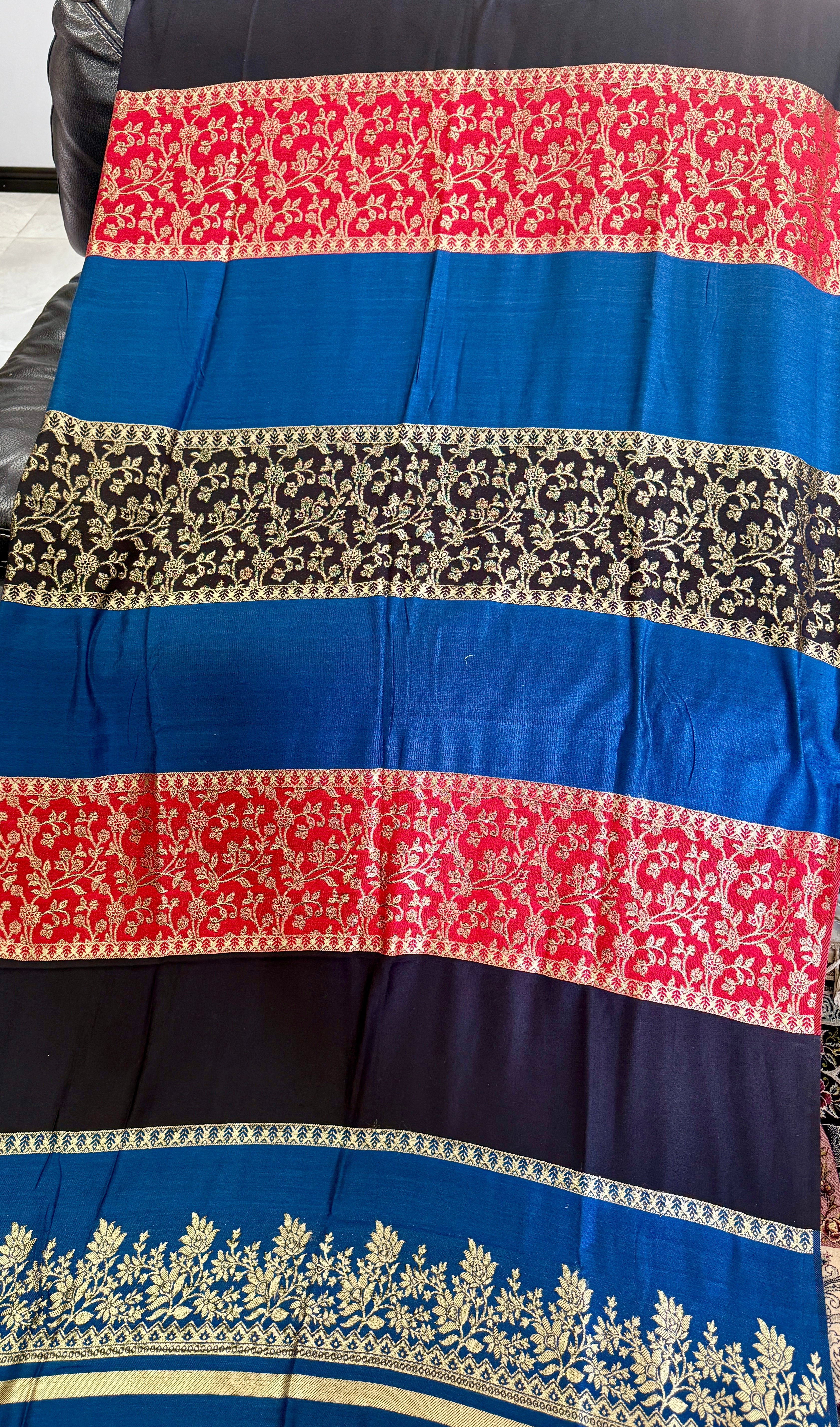 Ajrak-Inspired Dupatta – Indigo & Red Block Print
