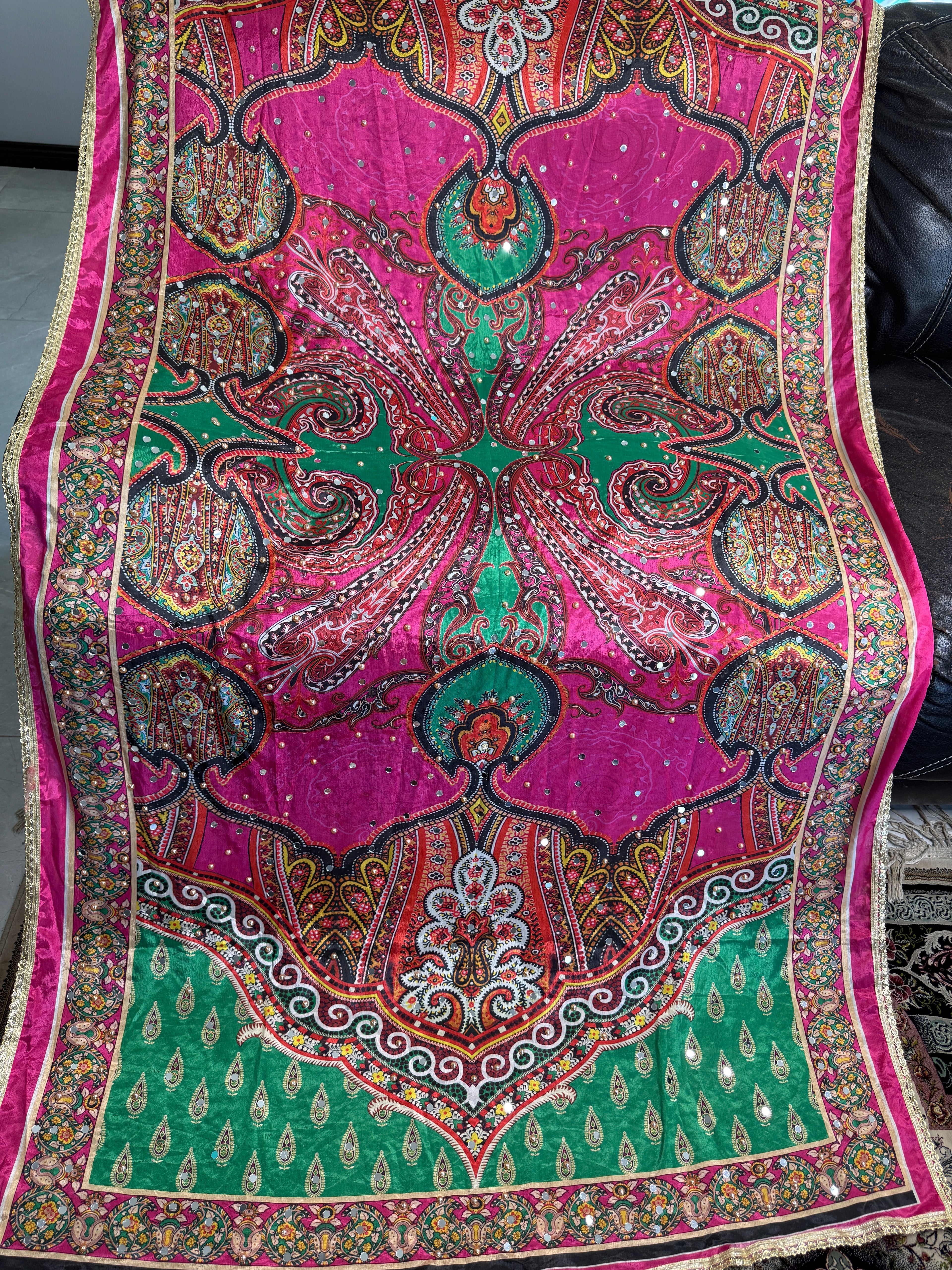 Embroidered Dupatta – Pastel Blue with Pearl Work