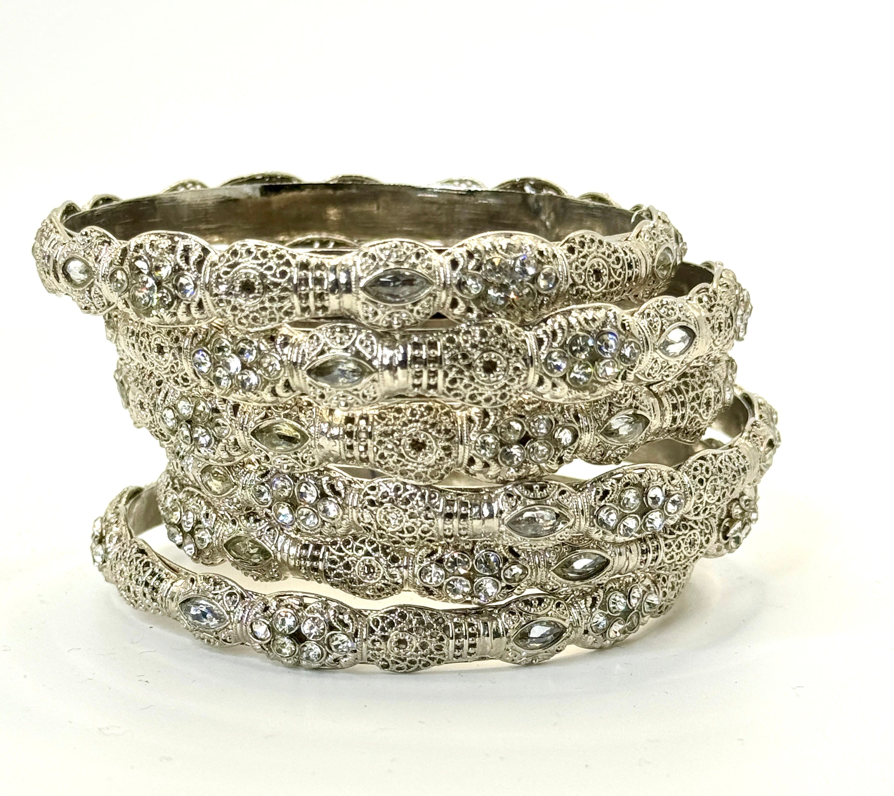 Rose Gold Meenakari Bangle Set – Floral Enamel