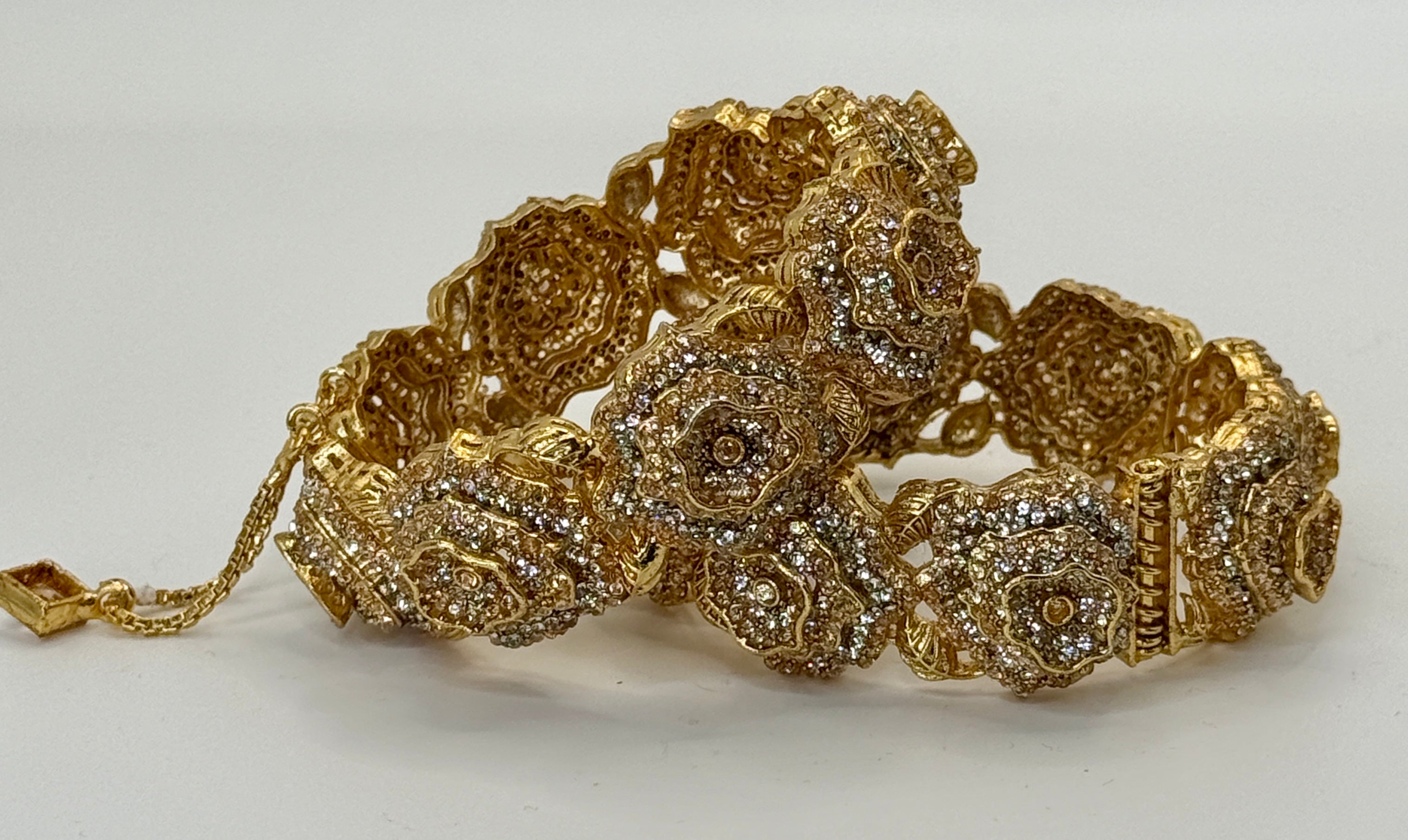Heavy Bridal Bangle Set – Ruby & Full Crystal